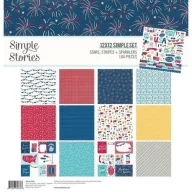   Papírkészlet 12", Simple Stories Stripes + Sparklers / Collection Kit  -  (1 csomag)