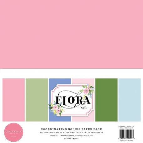 Papírkészlet 12", Carta Bella Flora No.4 / Solids Kit - Alapkarton (1 csomag)