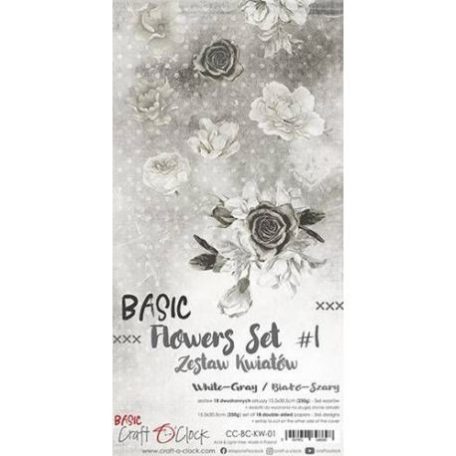 Kivágóív , Basic Flowers Set 1, White-Grey / Craft O'Clock Mixed Media - Extras to cut mirror print (1 csomag)
