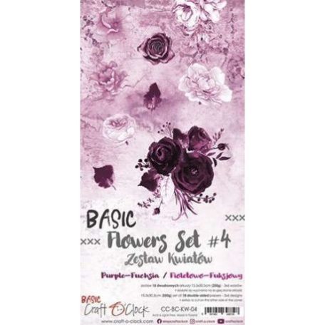 Kivágóív , Basic Flowers Set 4, Purple-Fuchsia / Craft O'Clock Mixed Media - Extras to cut mirror print (1 csomag)