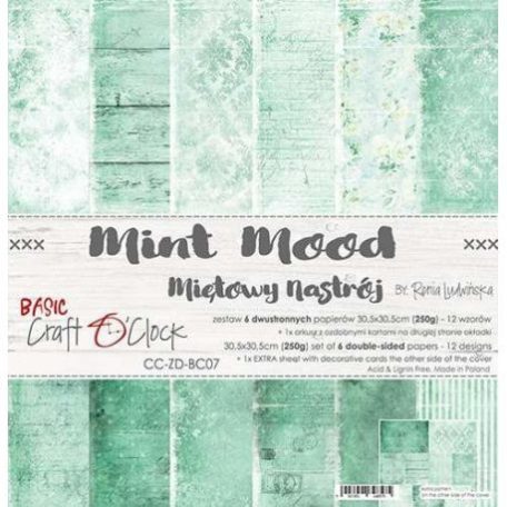 Papírkészlet 12", Mint Mood / Craft O'Clock Mixed Media - Paper Collection (1 csomag)