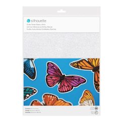   Matrica lapok - Fehér színű glitteres A4, Sticker Sheets - White Glitter / Silhouette materials (8 ív)