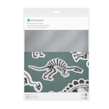 Matrica lapok - Szálcsiszolt hatású A4, Sticker Sheets -  Brushed Metallic Silver / Silhouette materials (8 ív)