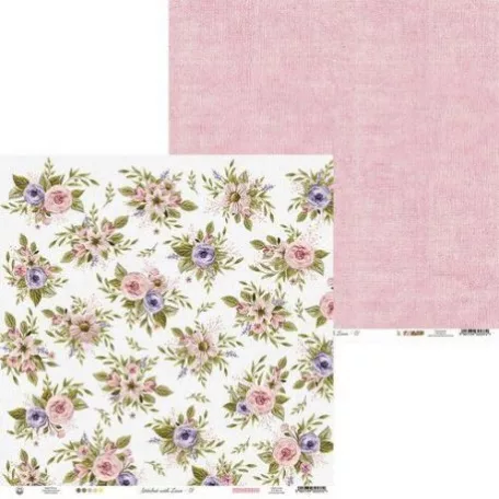 Scrapbook papír 12x12, Piatek13 Stitched with love / Paper - 1 (1 lap)