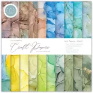   Papírkészlet 12", Craft Consortium The Essential Craft Papers / Ink Drops - Earth (30 lap)