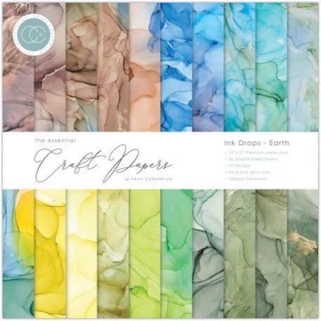 Papírkészlet 6", Craft Consortium The Essential Craft Papers / Ink Drops - Earth (40 lap)