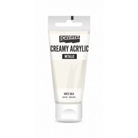 Pentart Krémes akrilfesték metál - fehérarany - Creamy Acrylic (60 ml)
