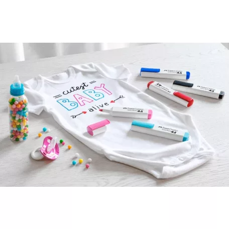 Textilfilc , Baby-Colours and 1x black / Faber-Castell Textile Marker -  (5 db)