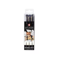   Sakura Pigma Micron Tűfilc készlet, Fekete - Manga set (3 db)