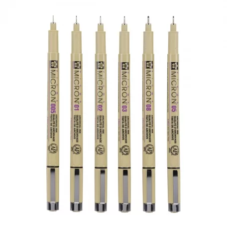 Sakura Pigma Micron Tűfilc készlet,  Fekete (6 db)