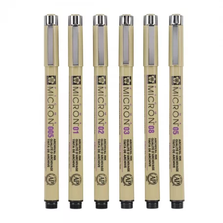 Sakura Pigma Micron Tűfilc készlet,  Fekete (6 db)