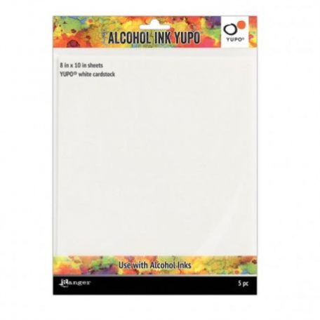 5 ív - Papír Alcohol Ink-hez 20x25cm, Tim Holtz® Alcohol Ink / Yupo White - Fehér (1 csomag)