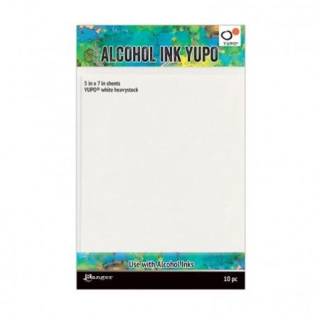 10 ív - Papír Alcohol Ink-hez 12x17cm, Tim Holtz® Alcohol Ink / Heavyweight Yupo White - Fehér (1 csomag)