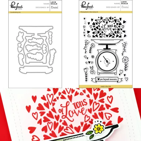 PinkFresh Studio Szilikonbélyegző + Vágósablon készlet - Love scale (1 csomag)