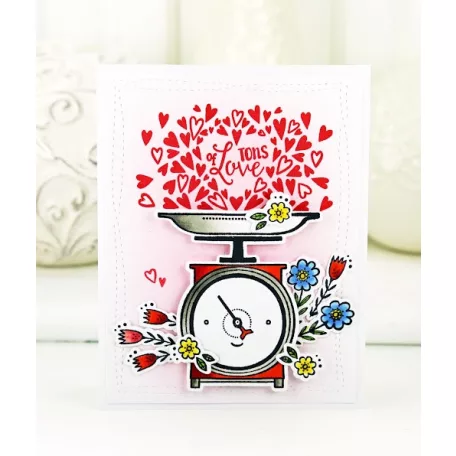 PinkFresh Studio Szilikonbélyegző + Vágósablon készlet - Love scale (1 csomag)