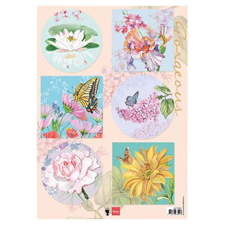 Kivágóív , Gorgious Flowers / Marianne Design Decoupage paper (1 db)