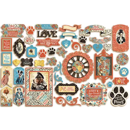 Graphic 45 Kivágatok Well Groomed / Die-cut Assortment (1 csomag)
