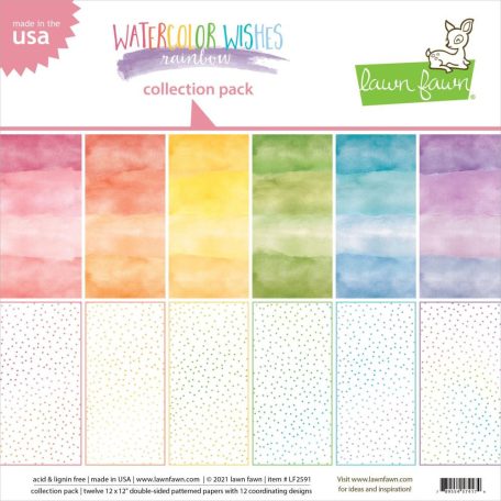 Papírkészlet 12" (30 cm), watercolor wishes rainbow Kétoldalas/ Lawn Fawn Double-Sided Collection Pack (1 csomag)