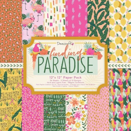 Papírkészlet 12" (30 cm), Finding Paradise / Dovecraft Paper Pack (36 lap)
