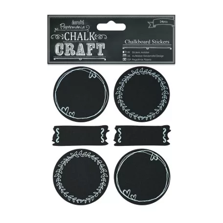 Öntapadós díszítőelem - krétatábla , Stickers Doodle Circles / Papermania Chalkboard (24 db)