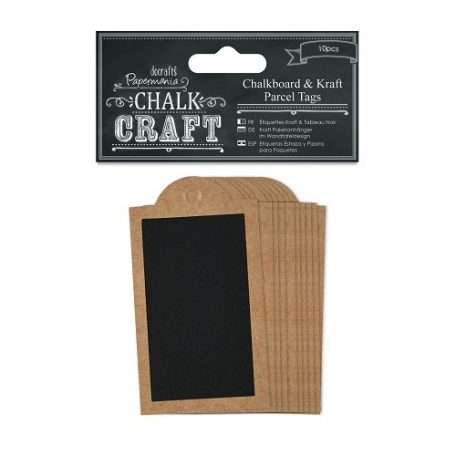 Címke díszítőelem - krétatábla , Chalkboard & Kraft Parcel Tags / Papermania Chalkboard (10 db)