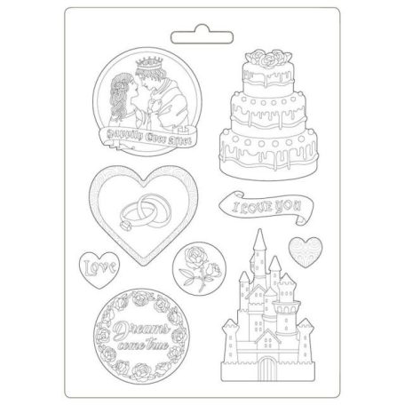 Textúra alap A4, Sleeping Beauty Castle and Cake / Stamperia Soft Mould (1 db)