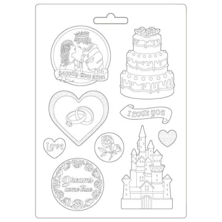Öntőforma A4, Sleeping Beauty Castle and Cake / Stamperia Soft Mould (1 db)