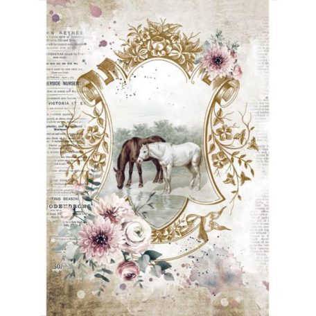 Rizspapír A4, Romantic Horses Lake / Stamperia Rice Paper (1 ív)