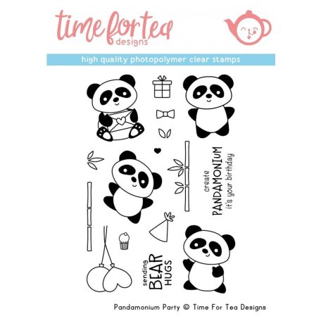 Szilikonbélyegző , Pandamonium Party / Time For Tea Clear Stamps (1 csomag)