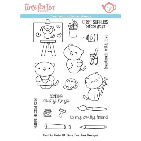 Szilikonbélyegző , Crafty Cats / Time For Tea Clear Stamps (1 csomag)