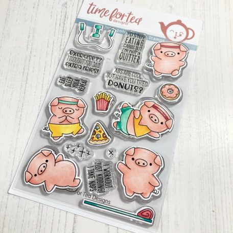 Szilikonbélyegző , Workout Pigs / Time For Tea Clear Stamps (1 csomag)