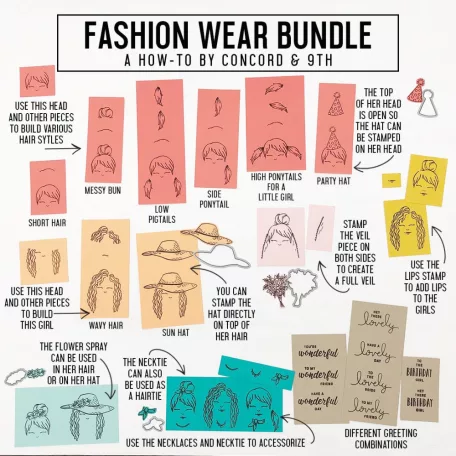 Concord & 9th Vágósablon + bélyegző Fashion Wear Clear Stamps + Die  Set (1 csomag)