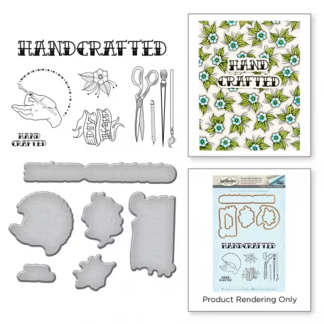 Spellbinders Vágósablon + bélyegző Handmade Stamp & Die Template Set (1 csomag)