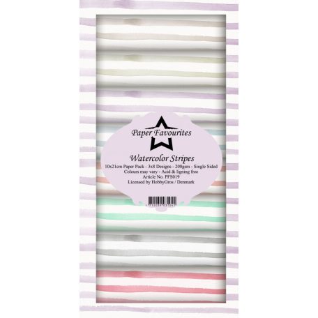 Papírkészlet 10x21 cm, Watercolor Stripes / PF Slim Paper Pack (24 ív)