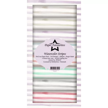 Papírkészlet 10x21 cm, Watercolor Stripes / PF Slim Paper Pack (24 ív)
