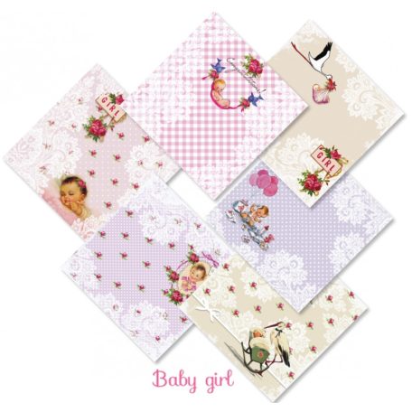 Papírkészlet 8" (20 cm), Baby girl / Decorer Scrapbook Paper (24 ív)