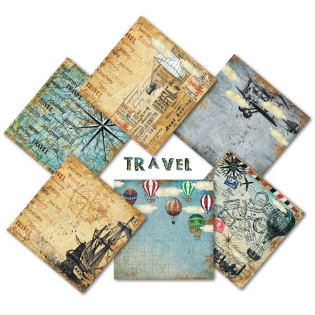 Papírkészlet 8" (20 cm), Travel / Decorer Scrapbook Paper (24 ív)