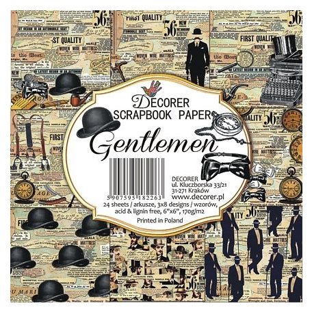 Papírkészlet 6" (15 cm), Gentleman / Decorer Scrapbook Paper (24 ív)