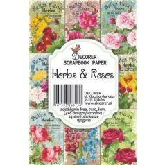   Papírkészlet 7x10.8 cm, Herbs & Roses / Decorer Scrapbook Paper (24 ív)