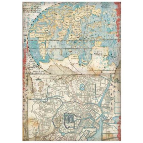 Rizspapír A4, Sir Vagabond in Japan Map / Stamperia Rice Paper (1 ív)
