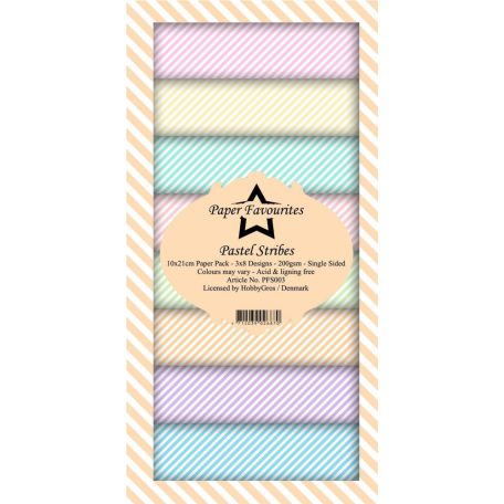 Papírkészlet 10x21 cm, Pastel Stribes / PF Slim Paper Pack (24 ív)