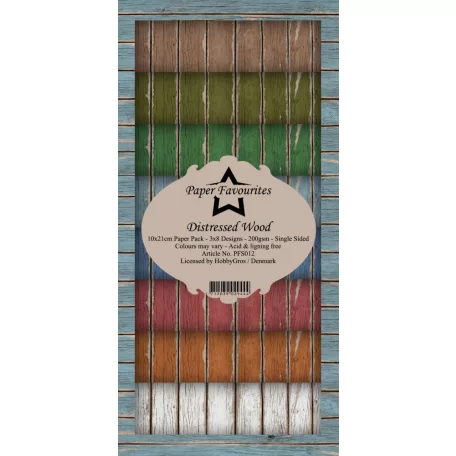 Papírkészlet 10x21 cm,  Distressed Wood / PF Slim Paper Pack (24 ív)