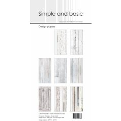   Papírkészlet 10x21 cm, White Wood / Simple and Basic Slim Paper Pack (24 ív)