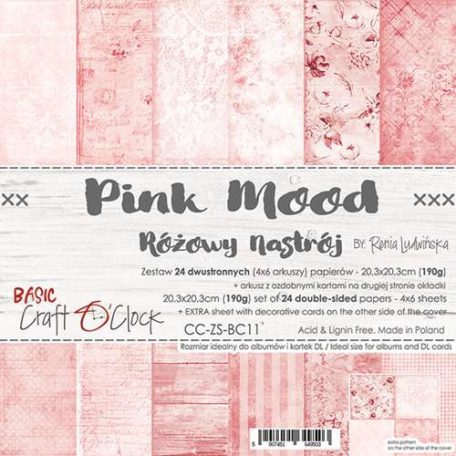 Papírkészlet 8" (20 cm), Basic 11 - Pink Mood / Craft O'Clock Paper Collection Set (1 csomag)