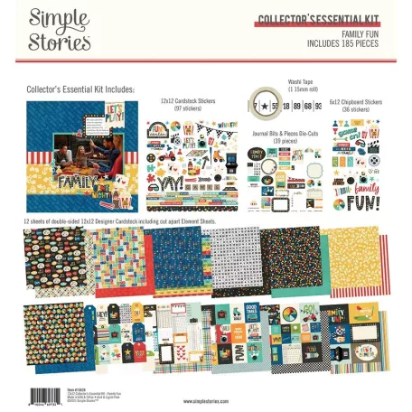 Papírkészlet 12" (30 cm), Collector's Essential Kit / Simple Stories Family Fun (1 csomag)