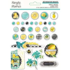   Díszítőelem , Decorative Brads / Simple Stories Lemon Twist (1 csomag)