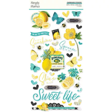 Chipboard 6"X12", Chipboard / Simple Stories Lemon Twist (1 ív)