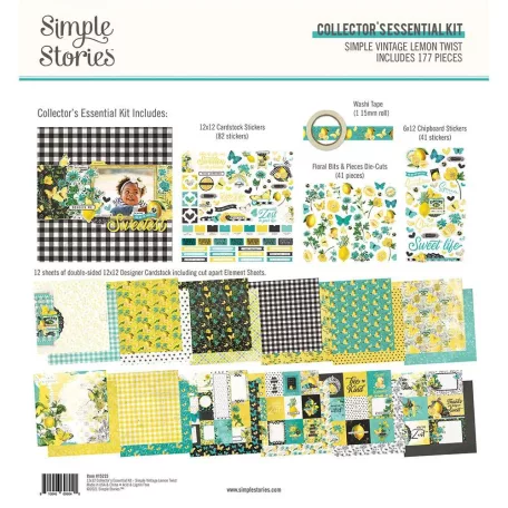 Papírkészlet 12" (30 cm), Collector's Essential Kit / Simple Stories Lemon Twist (1 csomag)