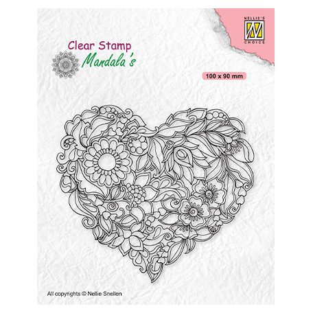 Szilikonbélyegző , Mandala Flower heart / NC  Clear Stamp (1 csomag)