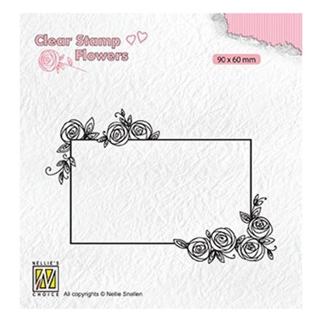 Szilikonbélyegző , Rectangle frame with roses / NC  Clear Stamp (1 csomag)